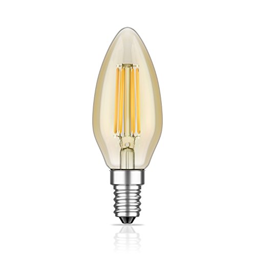 ledscom.de 5 Pieces E14 LED Bulb, Candle, Extra Warm White (2500 K), 4.1 W, 458lm, Gold-Coloured - Image 2