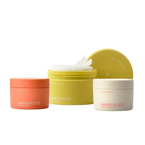 Barefaced Exfoliation Trio: Toning Pads Original and II, Polishing Pads for Face and Body | Renewed, Brighter Skin, with Glycolic Acid