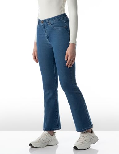 Image of INKD Women's Flared Bootcut Jeans - High-Rise | Enzyme Wash | Classic 5 Pocket Styling | Jeans for Women (Available in Plus Sizes)