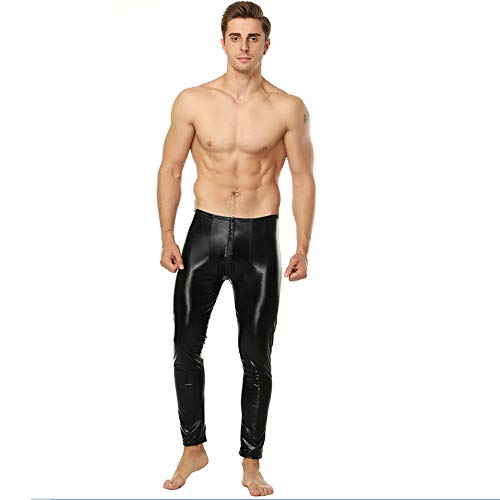 Preisvergleich Produktbild AFYH Herren Lacklederhosen, Stretchhosen, Enge Hosen, Halloween-Kostüm, Glänzendes Lackleder, Hautfreundlich / Bequem, Schwarz,XL