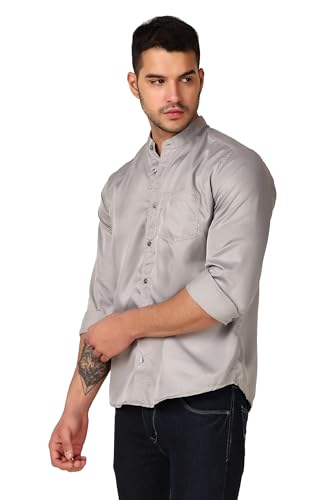 Image of Patrinus Pure Linen Mandarin Collar Full Sleeve Shirt