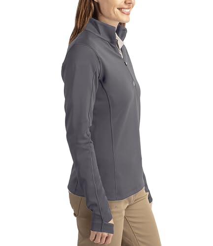Image of Cutter & Buck womens Moisture Wicking Upf 50+ Stretch Traverse Half Zip PulloverPullover Sweater