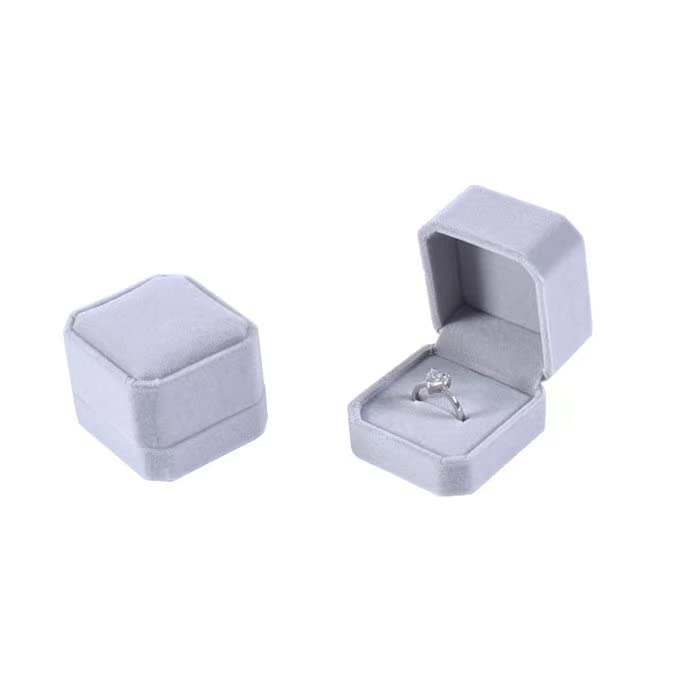 Image of 1pc Velvet Earring, Ring, Brooch, Cufflink Boxes for Jewellery Gift, Proposal, Wedding Ceremony, Mens, Women, Grey