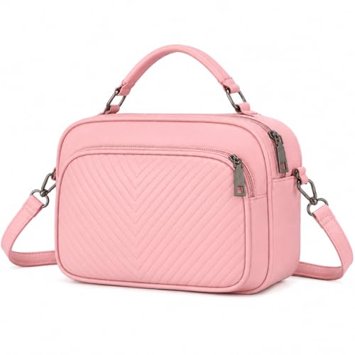 Bolsa Feminina Baú Transversal tamanho Médio em couro PU com Alça De Ombro removível Tiracolo (Rosa)