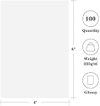 CANLENPK 4 x 6 Inch Glossy Photo Paper, Pack of 100 Sheets Inkjet,Laser Photo Paper,Premium High-Gloss White Photographic Paper Photo Printer Paper (4 x 6 Inch,100Paper)