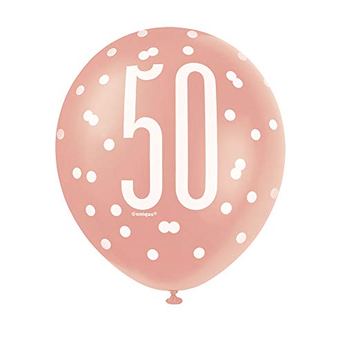 Stunning 50th Rose Gold Latex Balloons (30cm) - Perfect for Birthday, Annivesaries & Memorable Celebrations - 6ct