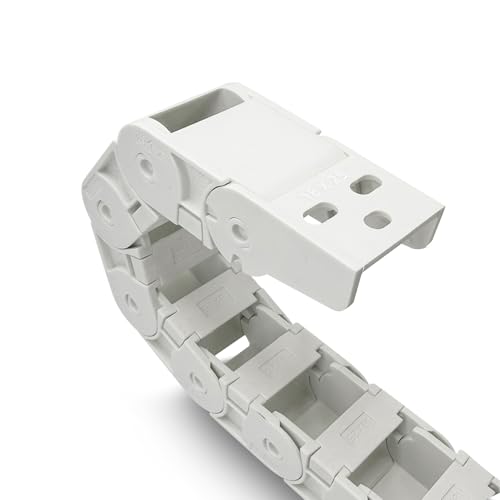 Aweking 18 x 25 mm (Inner H x W) R38 Semi Enclosed Drag Chain, Cable Carrier Track, Wire Protection Chain Connector 39.3inch/1M for 3D Printer, Industrial CNC, White Plastic (Inner Side Open)
