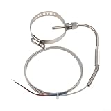K-Typ EGT Thermoelement, rechtwinklig, 80 mm, Edelstahl, mit 1 m Kabel für Hochtemperatur-Abgasmessung