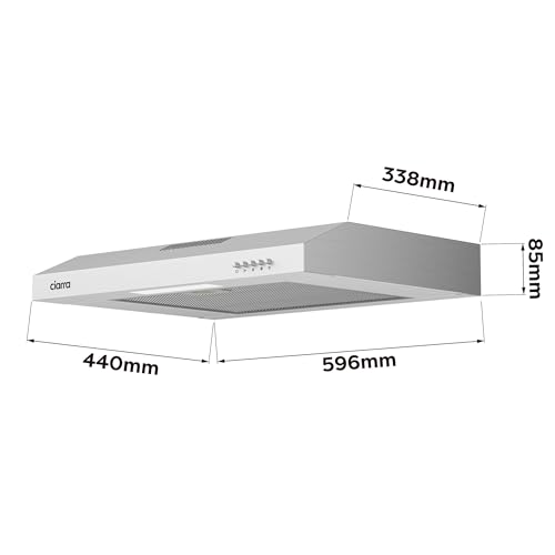 CIARRA Dunstabzugshaube aus Edelstahl, Unterbauhaube, Wandmontage, Küchenabluftventilator, 600 mm, oben belüftete Dunstabzugshaube mit einem Aluminiumfilter