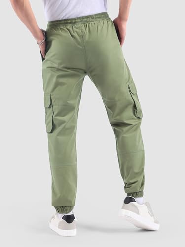 Image of Beyoung Cotton Regular Fit Heavy Gauge Cargo Joggers for Men | Ribbed Hem | Spacious Pockets | Track Pants | Elastic Waistband | Cargo for Men