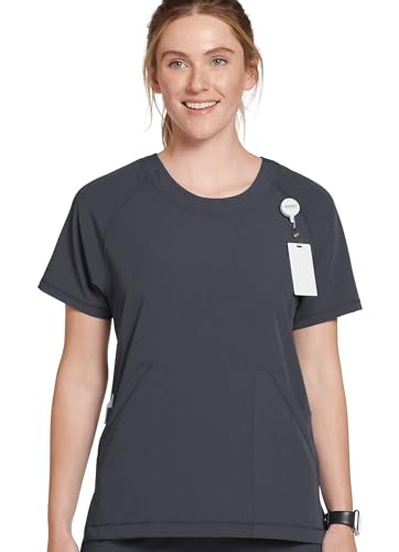 Jockey Women's Scrubs Comfort Crew Scrub Top, Charcoal, M