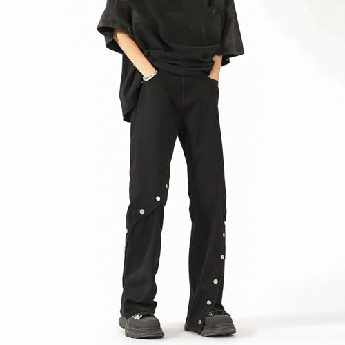 Men's Jeans Spring Button High Street Denim Casual Elastic Waist Pants3