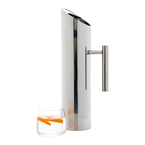 Met Lux 67 Ounce Modern Water Pitcher, 1 Dent-Resistant Metal Drink Pitcher - With Ice Guard, Built-In Handle, Polished Stainless Steel Water Serving Pitcher, For Water Or Iced Tea - Restaurantware