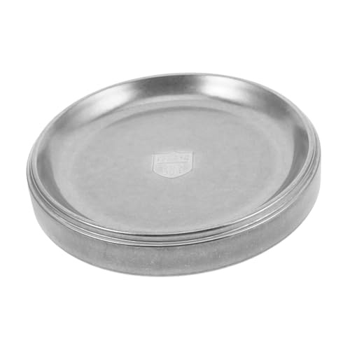 OFFSCH Vintage Round Plate Stainless Steel Serving Tray Retro Dish for Meat Fruit Desserts Stackable 20cm