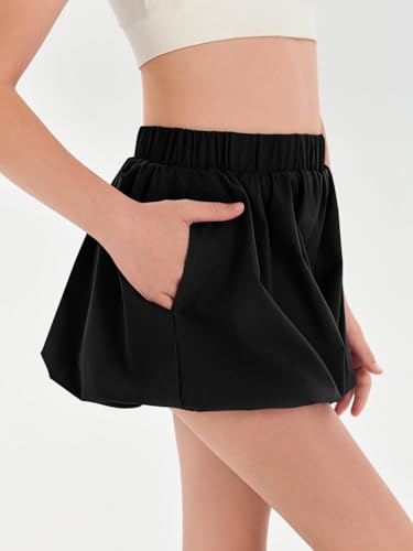 Haloumoning Girls Bubble Shorts Summer Casual Athletic Shorts Pleated Wide Leg Comfy Cute Skorts with Pockets4