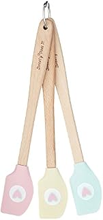 KitchenCraft Sweetly Does It Small Silicone Spatulas for Baking, Floral Design, 3 Piece Mini Spatula Set