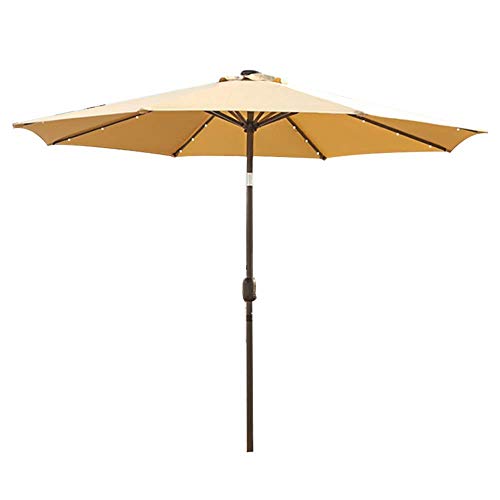 Parasol LED solaire inclinable 2.7M avec manivelle pour protection UV terrasse