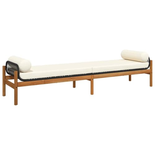 vidaXL Banc de Jardin avec Coussin, Siège avec Housse, Meuble de Terrasse Patio Parc Balcon Extérieur, Moderne, Noir Résine Tressée Acacia