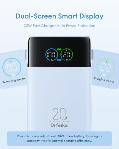 10000mAh Ultra Slim Portable Charger Power Bank with Built-in Cable - image 3