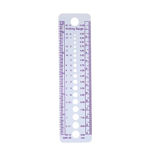Montesy Knitting Needle Gauge Ruler, Multi-color, Flexible Plastic/Vinyl Construction, 6.3 Inches