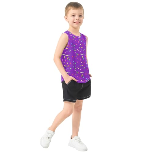 J JOYSAY Candy Sprinkle Confetti Violet Boys Tank Top Sleeveless Muscle Shirts Quick Dry Kids T-Shirts 3-15T4