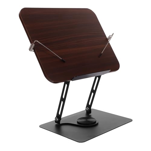 VILLCASE 胡桃木目メタルベース転式多機能ブックスタンド 読書用レシピ楽譜ホルダー デスクトップ読台 簡単読書ラック ポータブル書見台