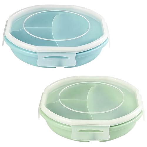 BZURTER 2 X Assiette Micro Onde avec Couvercle, Hermétique Sans BPA