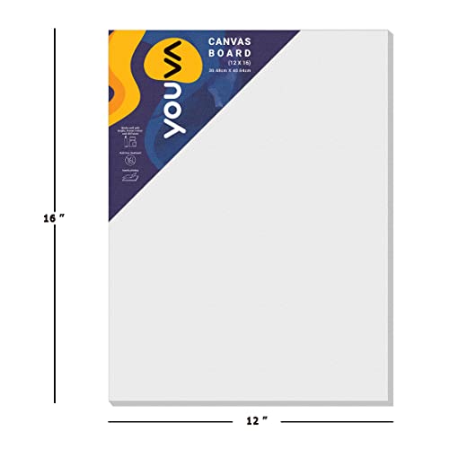 Image of Navneet Youva, Primed Canvas Board Pack of 3 for Acrylic and Oil Colour Painting, 10x12 inch & Primed Canvas Board 16x20 inch & Primed Canvas Board 12x16 inch