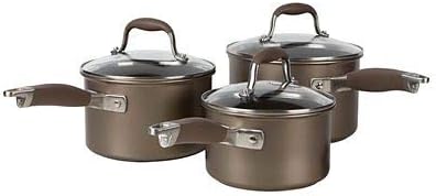 Anolon Advanced 3 Piece Glass Lidded Saucepan Set, 16cm, 18cm, 20cm