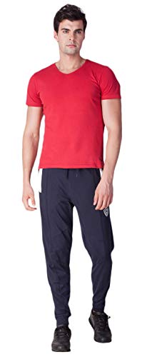 Image of ONN Men's Supreme Cotton Rich Fabric Track Pant |Relaxed Jogger for Men |Ribbed Color Broad Waistband with Drawstring | Vertical Contrast Ribbed Zippered Pockets|OA757