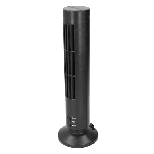 Ventilador de Torre sin Cuchillas USB de Energía Silenciosa Guardar 2 Velocidades Ventilador Enfriamiento la Torre Portátil para la Oficina en Casa, ABS/Negro/1 (BLACK)