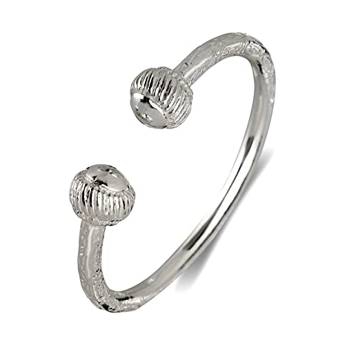 Ridged Ball .925 Sterling Silver West Indian Bangles - Pair (MADE IN USA)2