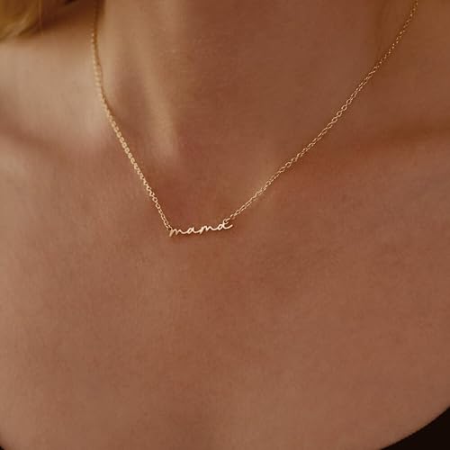 Custom Tiny Name Necklaces for Women, 18k Gold Plated Delicate Name Necklace Personalized with Curb/Cable Chain, Dainty Birthday Jewelry Gifts for Mom4