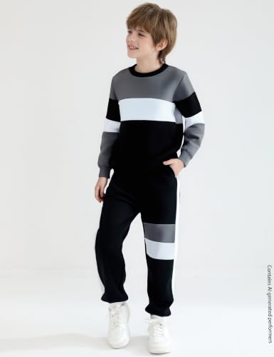 Image of mkodopy Boys Clothes Hoodie Sweatsuits Tops and Pants Boys Fall Winter Outfits Boy Clothing Set