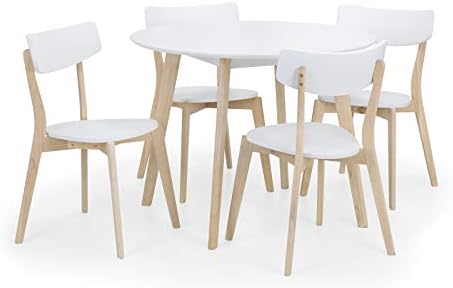 Julian Bowen Casa Round Dining Table White/Limed Oak, 100x100cm, CAS201