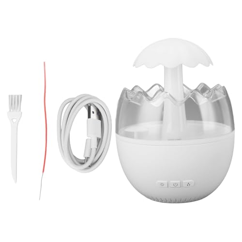 Water Drip Air Humidifier, Type C White Noise Colorful Night Light 5h Timer Adjustable Rainfall 450ml Raindrop Aromatherapy Diffuser for Bedroom