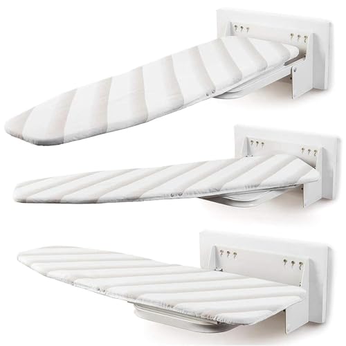 uyoyous Heavy Duty Wall Mounted Ironing Board 37x13 Inch, Foldable Space-Saving Ironing Holder with Heat Resistant Cover, Perfect for Small Spaces, Home & Laundry Room
