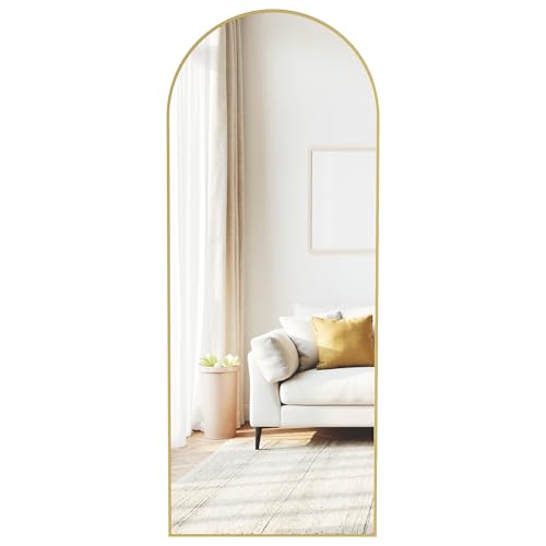 SONGMICS Ganzkörperspiegel, 165 x 60 cm, gewölbter Standspiegel, Rahmen aus Aluminiumlegierung, Hartglas, für Schlafzimmer, Wohnzimmer, Garderobe, blassgold LFM039AB01 SONGMICS Ganzkörperspiegel, 165 x 60 cm, gewölbter Standspiegel, Rahmen aus Aluminiumlegierung, Hartglas, für Schlafzimmer, Wohnzimmer, Garderobe, blassgold LFM039AB01