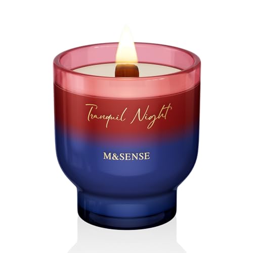 M&SENSE 9.88oz Natural Soy Wax Jar Candle with Wooden Wick | Midsummer Night Scent | 55-Hour Burn...