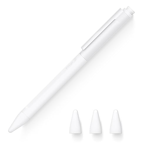 elago Pencil Clip Case Compatible with Apple Pencil 2nd Generation, 3 Replacement Tips Nib Covers Included, Durable Premium Silicone Cover, Compatible with Magnetic Charging and Double Tap (White)