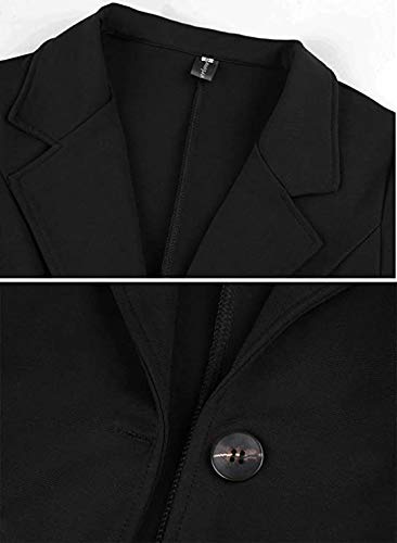 Genhoo Womens Long Sleeve Blazer Open Front Cardigan Jacket Work Office Blazer Coat Black Xl #TOP2