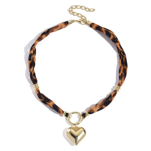 Scarf Necklace with Charm for Women Leopard Scarf Charm Necklace Vintage Bow Heart Cross Leopard Necklaces Boho Layered Pearl Coin Necklaces Summer Jewelry Gift