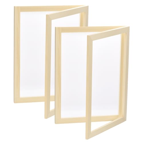 MECCANIXITY 2 Pcs Paper Making Screen Wooden Paper Making Mould 13.4x9.8 Inch Papermaking Frame Kit Double Layer for DIY Paper Craft Making Cards, Bookmarks