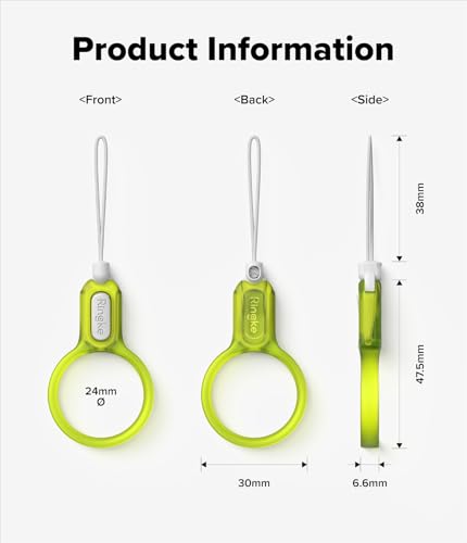 Image of Ringke Buckle Finger Ring Strap, Universal Removable Cell Phone PC Charm Grip Holder for Smartphone, Camera, Key Chain, USB, Small Accessories - Neon Green