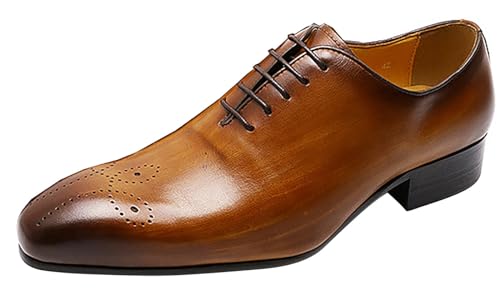 Image of Santimon Mens Oxfords Formal Dress Genuine Leather Handmade Derby Casual Brogues Oxfords Tuxedo Fashion Walking Shoes for Men