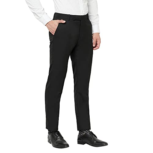 Image of Cantabil Solid Non Pleated Regular Fit Mid Rise Formal Trouser for Men | Formal Pants for Men | Formal Wear Regular Fit Trouser for Men (P-MTRF00044 Black)