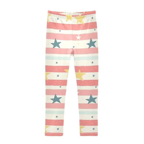 KLL 5 Pointed Stars Red Stripes Toddler Girls Cotton Pants Fashion High Waisted Yoga Pants Running