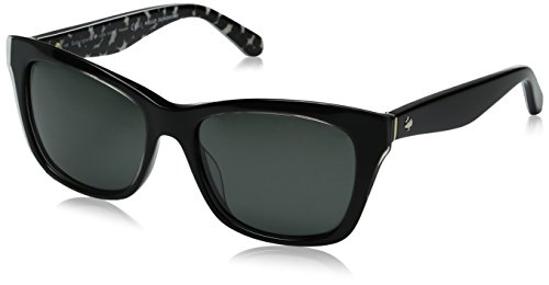 Kate Spade Sunglasses (Safilo Group) Women's Jenae Square Sunglasses, Black Cream Transparent/Gray Polarized, 53 mm
