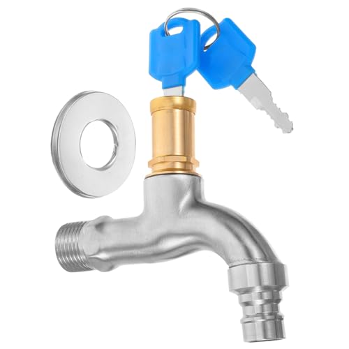 Frcolor 防盗銅製水栓 鍵付き耐久性洗濯機用蛇口 家用浴室キッチン兼用 屋外対応 設計水漏れ防止機能付き