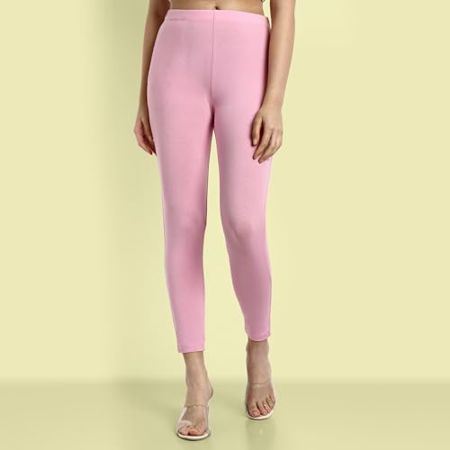 Image of ONE SKY Women Ankle Length Leggings | Premium Cotton Modal Spandex Blend | High Waist Stretchable & Bio-Washed Fabric | Colour-Lock | Ethnic Leggings for Women
